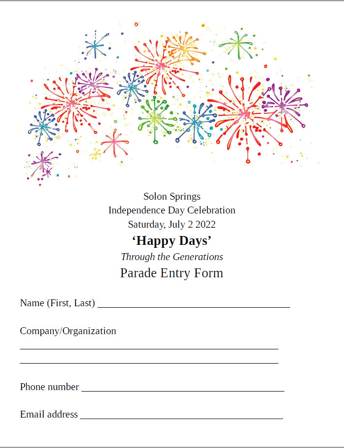 Parade entry form 2022